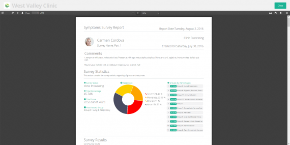 Survey Report - Clinic View